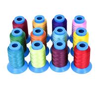 Mandala Crafts Tex 70 Bonded Nylon Thread for Sewing - 3600 YDs T70 Heavy Duty 12 Assorted Vibrant Colors Nylon Thread Size 69 210 D Upholstery Thread for Leather Jeans Weaving