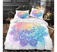 Mandala Design Comforter Cover 3D Design Printed Luxury 3PCs Bedding Set Zipper colorful Spiritual Duvet Cover Extra Soft Easy Care for Teens Youth Teenagers Adults Women Kids Single（135x200cm）