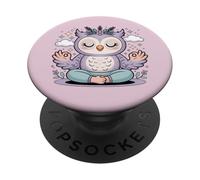 Mandala Design for Mindfulness Cute Yoga Owl Lotus Pose PopSockets Adhesive PopGrip