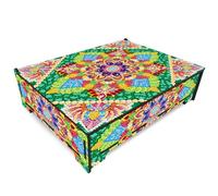 Mandala Diamond Dots Jewelry Box with Mirror DIY Kit 5D Diamond Art Painting Wooden Box Decorative Trinket Storage Box Special Shaped Crystal Paint by Number Art Crafts for Women Dresser Table Decor