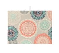 Mandala Dish Drying Mats For Kitchen, Bohemian Colorful Absorbent Dish Drainer Rack Mat, Microfiber Drying Pad For Kitchen Counter Coffee Bar Protector 18x24 Inch