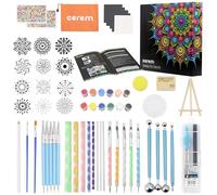 Mandala Dotting Tools Kit with Acrylic Paints and Reusable Stencils - Dot Art Set for Rock Painting, DIY Craft Project, Home Decor Drawing Activity