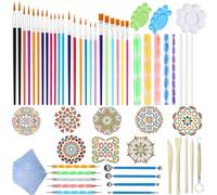 Mandala Dotting Tools Stencil Kit with Double-Ended Modeling Ball Stylus Pens and Acrylic Rods for DIY Nail Arts Rock Stone Painting Pottery Craft Dotting Tools Embossing Tool Art Crafts DIY Sculpture