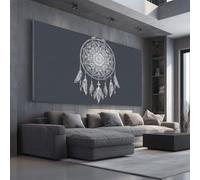 Mandala Dreamcatcher Extra Large Wall Decor Ethnic Feathers Canvas Modern Canvas Prints Tribal Totem Abstract Painting for Kitchen Office Restaurant, Frameless 60x120 cm