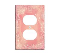 Mandala Duplex Outlet Covers Wall Plate, Bohemian Artistic Floral Swirls Spring Peach Plastic Standard Size Wall Plates for Electrical Outlets for Bedroom Bathroom Kitchen Entrance Decor