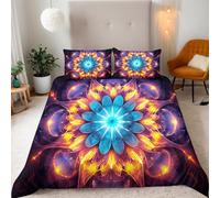 Mandala Duvet Cover Set 200x200cm Dreamy Mandala Bohemia Bedding Double Bed Set, Duvet Cover Sets Reversible 3 Piece Kids Teenager Room Decor with Zipper and 2 Pillow Case