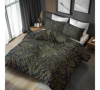Mandala Duvet Cover Sets Super King Bedding 3 Piece, Bohemia Floral Navy Blue Pattern Reversible Quilt Cover & 2 Pillowcases, Soft Microfiber, Zip, Bedroom Decor & Gifts(HW103)