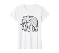 Mandala Elephant for self Coloring Value Graphic T-Shirt, Women, White, XL
