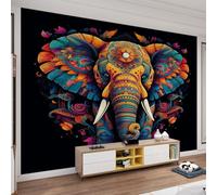 Mandala Elephant Wall Mural Vintage Bohemian Elephant Mural Watercolor Wildlife Wallpaper African Ethnic Animals Wall Stickers and Murals Not Peel and Stick 365 x 254 cm