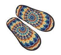 Mandala Ethnic Slippers for Women Men Bohemian Non-Slip House Slippers Indoor Comfy Fuzzy Footwear Memory Foam Bedroom Travel Shoes M