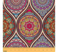 Mandala Fabric by The Yard Vintage Exotic Ethnic Indian Theme Upholstery Fabric for Chairs and Home DIY Projects Arabic Ottoman Motifs Decorative Waterproof Outdoor Fabric 2 Yards (L184*W150cm)