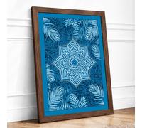 Mandala Feather Garden Geometric Framed Wall Art Print A1 (84.1×59.4cm) Walnut, Wall Decor for Living Room, Bedroom, Office & Home, Ready to Hang, Art Gift