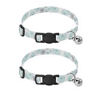 Mandala Floral Dots Aqua Adjustable Buckle Cats Collar 2 Pack Soft Polyester Pet Collar