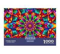 Mandala Flower 1000 Jigsaw for Adults Challenging Beautiful Decoration Puzzle Colourful Challenging Colorful Flowers Brainteasing Adults Jigsaw Puzzle 70x50cm/1000pcs