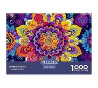 Mandala Flower 1000 Jigsaw for Adults Challenging Beautiful Decoration Puzzle Fun Challenging Colorful Flowers Brainteasing Adults Jigsaw Puzzle 70x50cm/1000pcs