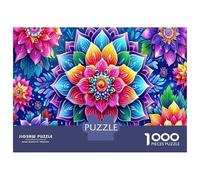 Mandala Flower 1000 Pcs Premium Cardboard Psyche Flowers Jigsaw Puzzle Pack Puzzle Enthusiasts Fun And Challenging Family Game for Wall Art Puzzle 52x38cm/1000pcs