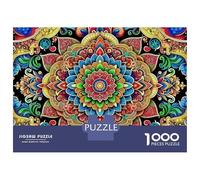 Mandala Flower 1000 Piece Earthy Spiral Pattern Recycled Cardboard Puzzle Family Stress Relief Activity Home Leisure Indoor Entertainment Beginners 52x38cm/1000pcs