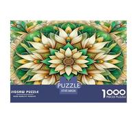 Mandala Flower 1000 Piece Puzzle - Earth-tone Mandala Leafy Floral Motif Puzzles for Adults Educational Game Jigsaw Puzzle Fun Present for Home38x26cm/1000pcs