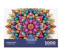 Mandala Flower 1000 Piece Rainbow Mandala Art Matte Finish Cardboard Jigsaw Puzzle Teenagers Advanced Puzzlers Indoor Hobby Fun 38x26cm/1000pcs