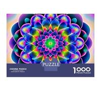 Mandala Flower 1000 Piece Violet Floral Spiral Framable Art Cardboard Puzzle Group Activity Indoor Entertainment Travel Staycation Fun Hobby 52x38cm/1000pcs