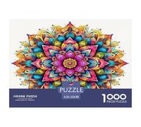 Mandala Flower 1000 Pieces Challenging Game Toys Gift -Vibrant Mandala Intricate Kaleidoscope for Home Wall Decoration Puzzle for Adults Kids52x38cm/1000pcs