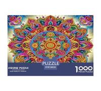 Mandala Flower 1000 Pieces Jigsaw Puzzles with Paper Art Creativity & Gift Giving for Adults And Kids Age 12 Years Up Fun Challenges 38x26cm/1000pcs