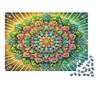 Mandala Flower Art 1000 Piece Jigsaw Puzzle Paper for Adults Colorful Geometric Pattern Mindfulness Family Time Relaxation Gift Home Decor 52x38cm/1000pcs