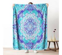 Mandala Flower Boho Blanket Queen Soft Lightweight, Indian Bohemia Floral Microfiber Blanket 78x86 Inch, Abstract Vintage Hippie Throw Blanket Washable Warm Cozy For Bedroom Sofa Camping Travel