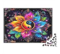 Mandala Flower Challenging Game 1000 Piece Colorful Art with Flower & Tai Chi Jigsaw Puzzle Educational Challenge 52x38cm/1000pcs