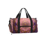 Mandala Flower Circle Duffel Bag with Shoe Compartment-Sports Gym Weekender for Men Women, Waterproof Travel Tote with Wet Pocket for Dirty Shoes