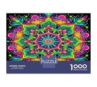 Mandala Flower DIY Jigsaw Puzzle, Glowing Mandala Eco-Friendly Paper, Fun & Challenging Family Game, Beautiful Decoration Puzzle, Great Gift Idea 52x38cm/1000pcs