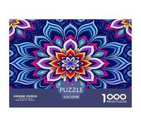 Mandala Flower Fun And Challenging 1000 Piece Puzzle for Adults & Kids | Detailed - Blue-purple Mandala Bold Symmetrical Art Great Gift Idea Decompression52x38cm/1000pcs
