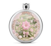 Mandala Flower Hip Flask for Men Personalized Groomsmen Flasks Stainless Steel Whiskey Hip Flask 5 Oz Leakproof Liquor Flasks with Metal Cap for Travel Bar Party Drinker