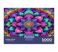 Mandala Flower Jigsaw Puzzle Mandala Colorful 1000 Pieces 100% Recycled Board for Kids Beginners Educational 70x50cm/1000pcs