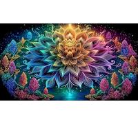Mandala-flower Jigsaw Puzzles 1000 Piece Recycled Paper Impossible Hard Difficult Great Gift Idea for Adults 70x50cm/1000pcs