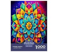 Mandala Flower Jigsaw Puzzles Puzzles for Adults Kids. 1000 Piece Whimsical Challenge Toy Educational Games Home Decoration for Educational Games Gifts 70x50cm/1000pcs