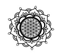 Mandala Flower of Life Sacred Geometry Zen Buddha Lotus Lettering Stickers 36x37.7cm Removable Without Leaving Glue Black