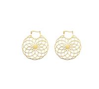 Mandala Flower Of Life Women Hoop Earrings Stainless Steel Big Earrings Vintage Piercing Jewelry Sacred Amulet Party Gift(A gold)