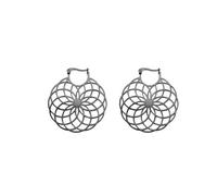 Mandala Flower Of Life Women Hoop Earrings Stainless Steel Big Earrings Vintage Piercing Jewelry Sacred Amulet Party Gift(A black)