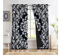 Mandala Flower Pattern Curtains Eyelet Soft Thermal Insulated Blackout Curtains Paisley Design Ring Top Window Drapes For Bedroom Living Room Children'S Room 52 X 84 Inch Drop 2 Panels