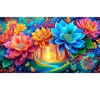 Mandala-flower Puzzle for Adults Kids 1000 Pieces Challenging Puzzles Fun Present & Activity for Home for Wall Decoration and Gifts 70x50cm/1000pcs