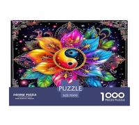 Mandala Flower Puzzle for Adults & Kids | Detailed 1000 Pieces -Psychedelic Art Yin-yang Flower Recycled Paper Wall Decoration And Gifts70x50cm/1000pcs
