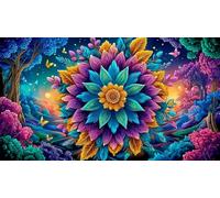 Mandala-flower Puzzle Game 1000 Piece Recycled Paper Impossible Hard Difficult Challenging for The Whole for Women, Gifts for Men 38x52cm/1000pcs