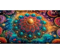 Mandala-flower Puzzle Game 1000 Pieces Educational Game Challenge Recycled Paper Challenging Puzzles for Wall Decoration and Gifts 70x50cm/1000pcs