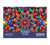 Mandala Flower Puzzles 1000 Pieces for Adults with Extra Fun Challenges Colourful Creativity Gift Giving 100% Recycled Cardboard 52x38cm/1000pcs