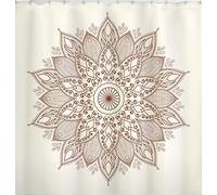 Mandala Flower Shower Curtain Lace Circle Ornate Retro Pattern Cloth Fabric Bathroom Decor Set with Hooks 72 X 72 Inch