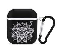 Mandala Flower Snake Meditation Yoga Spiritual Earphone Case PC Bluetooth Headphone Case Compatible with Airpods 1/Airpods 2 White-style