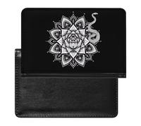 Mandala Flower Snake Meditation Yoga Spiritual Passport Holder Cover Wallet Card Case with Vaccine Card Slot Travel Accessories for Women Men