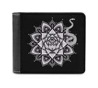 Mandala Flower Snake Meditation Yoga Spiritual PU Leather Wallets Stylish Bifold Wallet Slim Front Pocket Credit Card Holder for Women Men