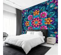 Mandala Flower Wallpaper for Living Room, Traditional Bohemian Wall Mural for Bedroom 150x105 cm, Non-Woven Photo Wallpaper, Home Decor D&O111